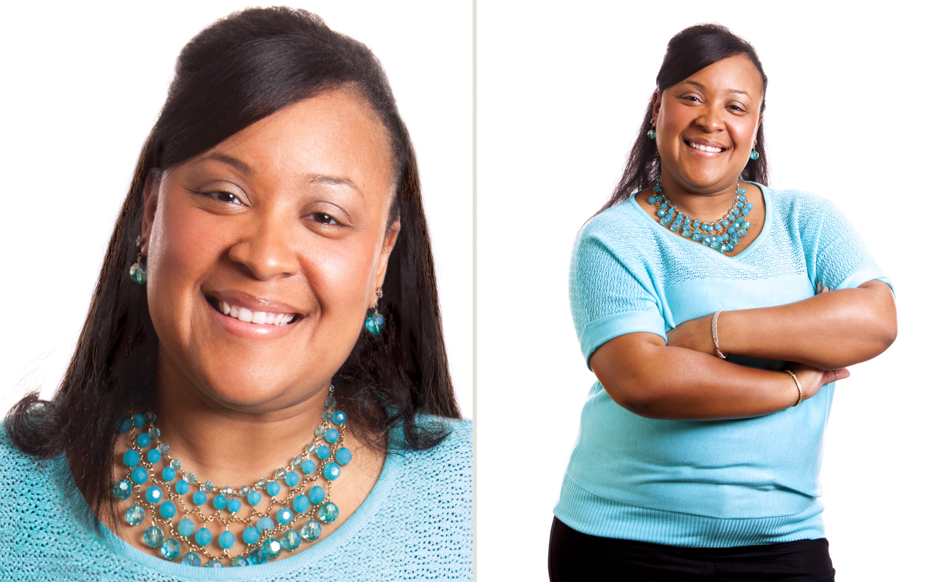 Female Headshot On White Background Of African American Woman